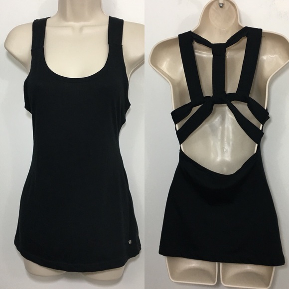 Fabletics Tops - Fabletics open strappy back tank top black XXS